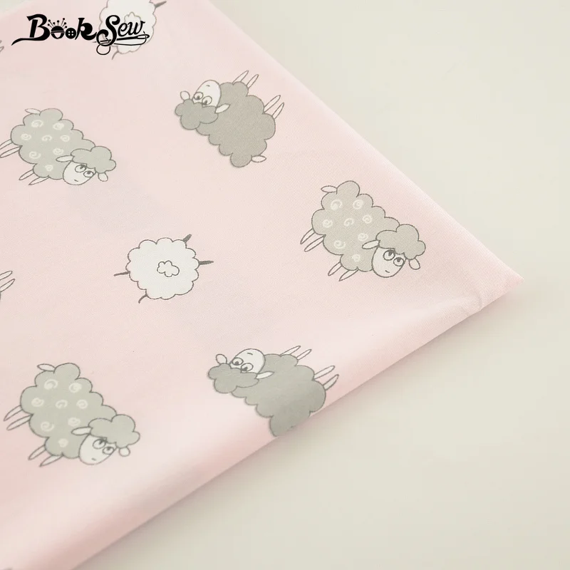 

2017 New Arrival Pink Color Sheep Animals Patterns 100% Cotton Twill Fabric Home Textile Material Bed Sheet DIY Patchwork Dress