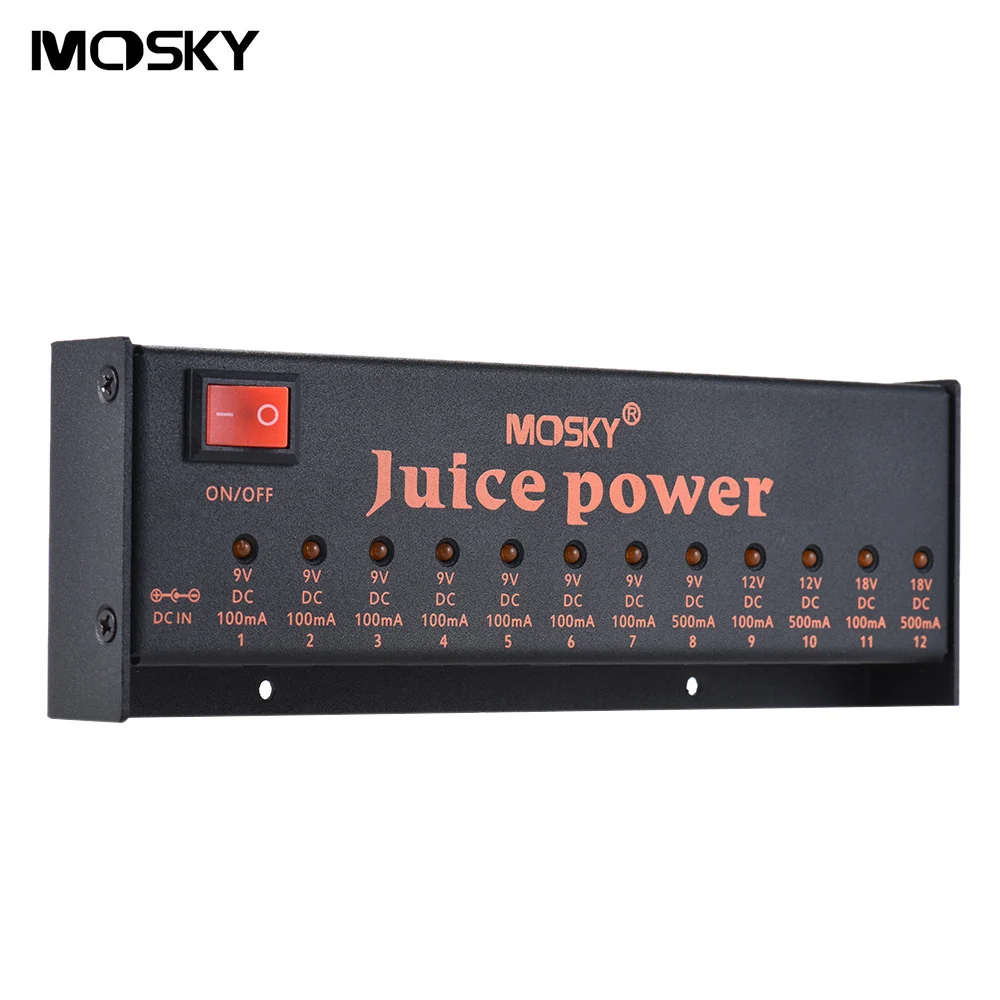 

MOSKY JUICE POWER Guitar Effect Power Supply Station 12 Isolated DC Outputs for 9V 12V 18V Guitar Effects Low-power Amplifier