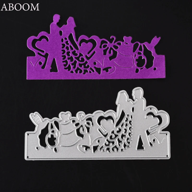

ABOOM New 1PC Celebrative Bride Groom Heart Cake Metal Die Cut Embossing Folder Decorative Scrapbooking Album Photo Cutting Dies