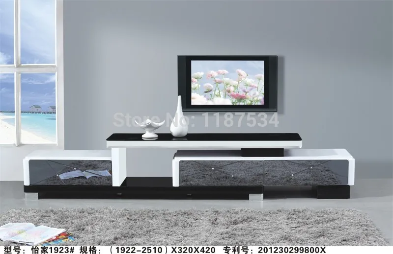 1923 Living Room Wooden Glass Stretch Tv Stand Modern Furniture