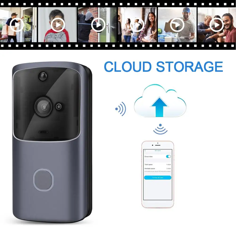

M10 Smart Video Doorbell Wireless Wifi Remote Intercom Splash Water Support TF Card Cloud Storage
