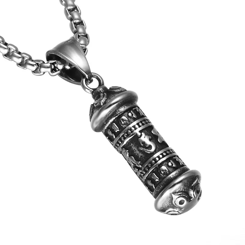 

316L Stainless Steel Tibet Buddhism Mantra Six Words Pendant & Necklace for Men Jewelry