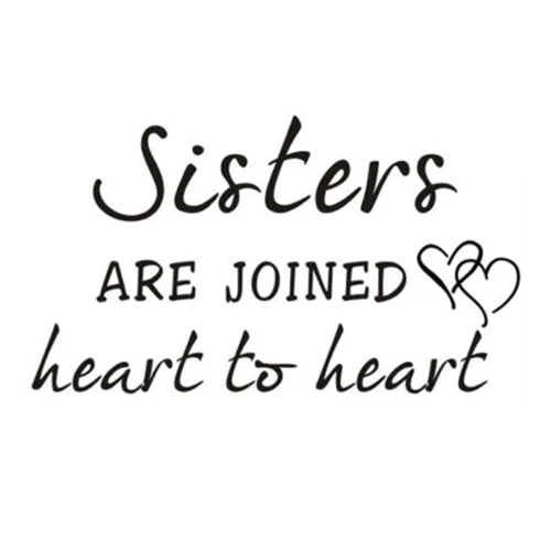 Sisters Heart To Heart Decal Wall Sticker Words Art Family Quote Home