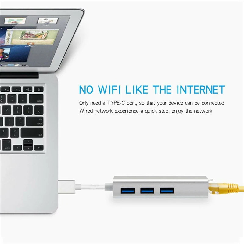 Basix USB C Ethernet-адаптер USB C концентратор с USB3.0 концентратора 3 Порты RJ45 Gigabt сетевой карты сетевой адаптер для macbook Pro Тип-c концентратора