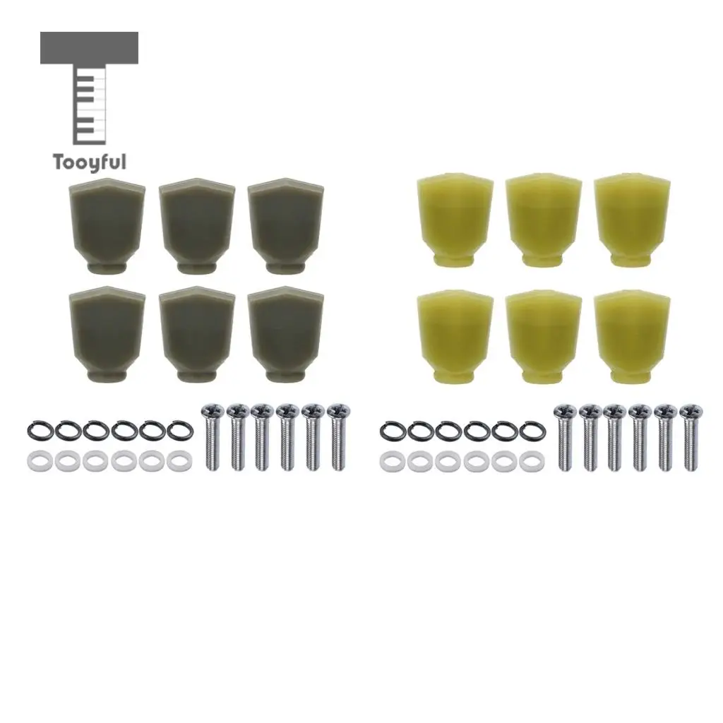 Tooyful Set of 6 Plastic Wood Guitars Tuning Pegs Machine Heads Handle Knobs Caps Buttons DIY