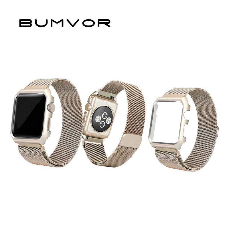 BUMVOR Milanese Loop Link Браслет Нержавеющая сталь ремешок для Apple Watch 42mm 38 мм браслет 40 44