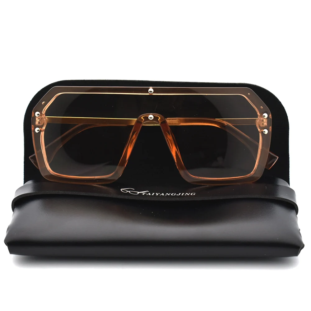 Тренд, женские солнцезащитные очки с роскошной сумкой, фирменный дизайн, большие квадратные солнцезащитные очки, Зеркальные покрытия оттенков для женщин, s Oculos Top