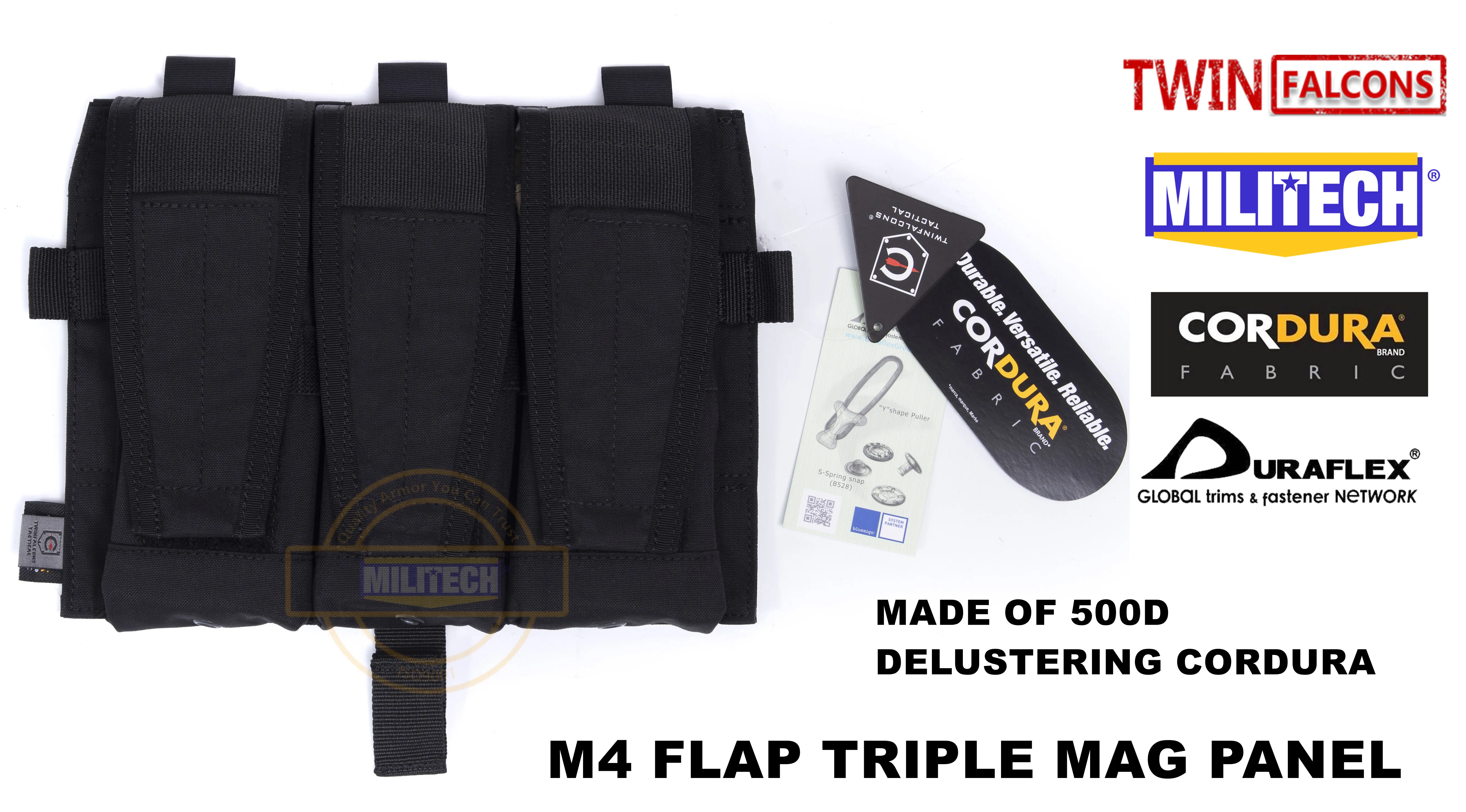 MILITECH twinfalcon TW Delustered Cordura Съемный клапан тройной M4 Mag мешочки панель для AVS CPC JPC 2 0 FCSK
