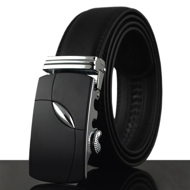 Men's Belt Leather Belts Brand Fahsion Automatic Buckle Black Genuine