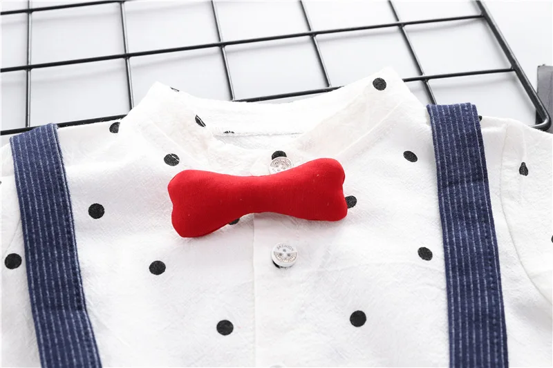 Весенне-осенняя одежда для малышей комплект одежды в джентльменском стиле для маленьких мальчиков, рубашка комбинезон Детский комбинезон из двух предметов