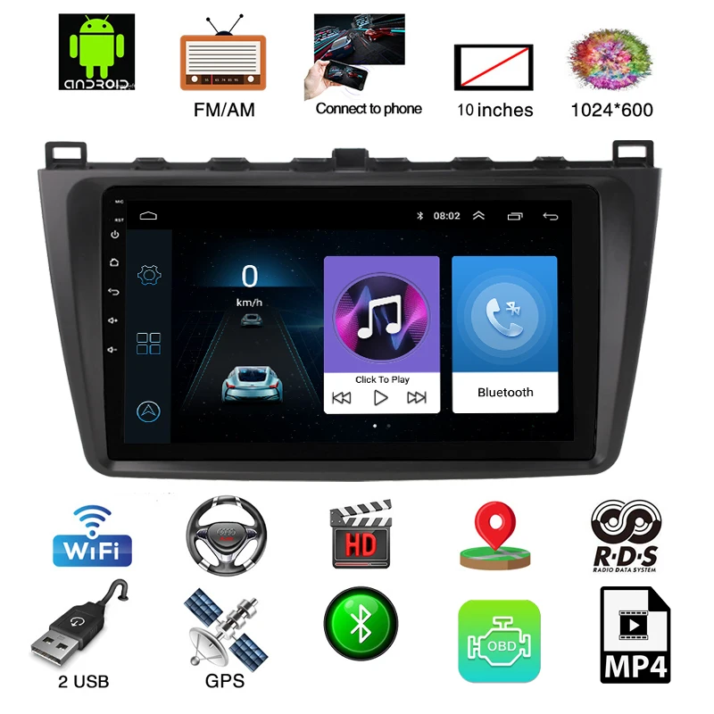 Excellent Android 8.1 car radio multimedia player for Mazda 6 2009-2015 with car dvd video player and gps HD IPS screen navigation stereo 3