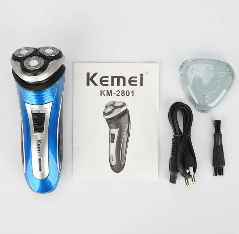 Kemei перезаряжаемая 3D электробритва для мужчин Тройная плавающая головка лезвия станок для бритья триммер для бороды Мужская электрическая