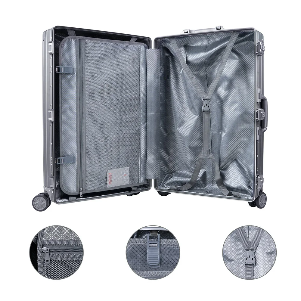 Алюминиевый Чемодан для путешествий с жестким корпусом, легкий металлический чемодан 2"-29"(серый, 2"