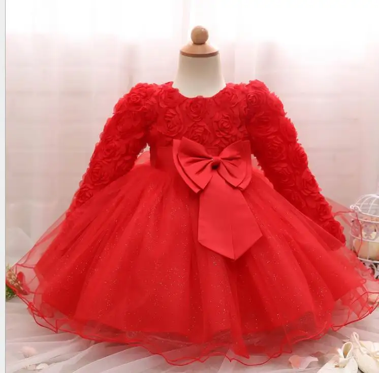 Платье принцессы для маленьких девочек; кружевные вечерние платья с длинными рукавами; одежда для детей; RC00261S