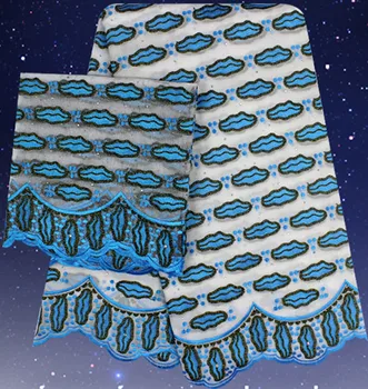 

High quality 5yards+2yards african swiss voile lace nigerian lace fabrics african lace fabric for dress cotton lace B2-S8