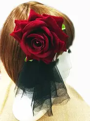 Лолита Обувь для девочек Ткань Роза Кружево зажим для волос/брошь Готический леди вуаль бабочка аксессуары для волос ручной работы