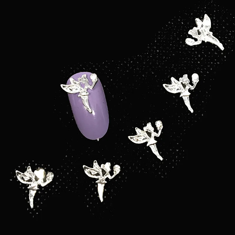

Silver Fairy Nail Art Decorations 3d Crystal Metal Nail Charms Decor Kawaii Girl NailArt Supplies Shiny Diamond Design New diy