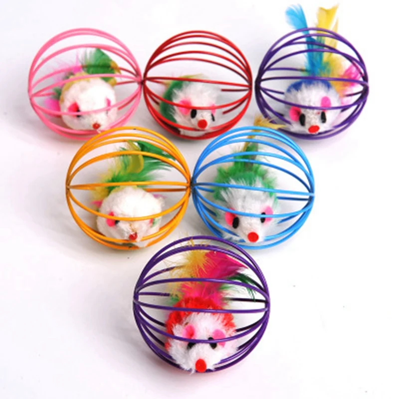 

Goods For Pets Cats Mice Toy For Kitty 2019 Funny Mice In the Iron Cage Toys For Cats Fleece Fur Mouse Ball Cat Toy Pet Supplies