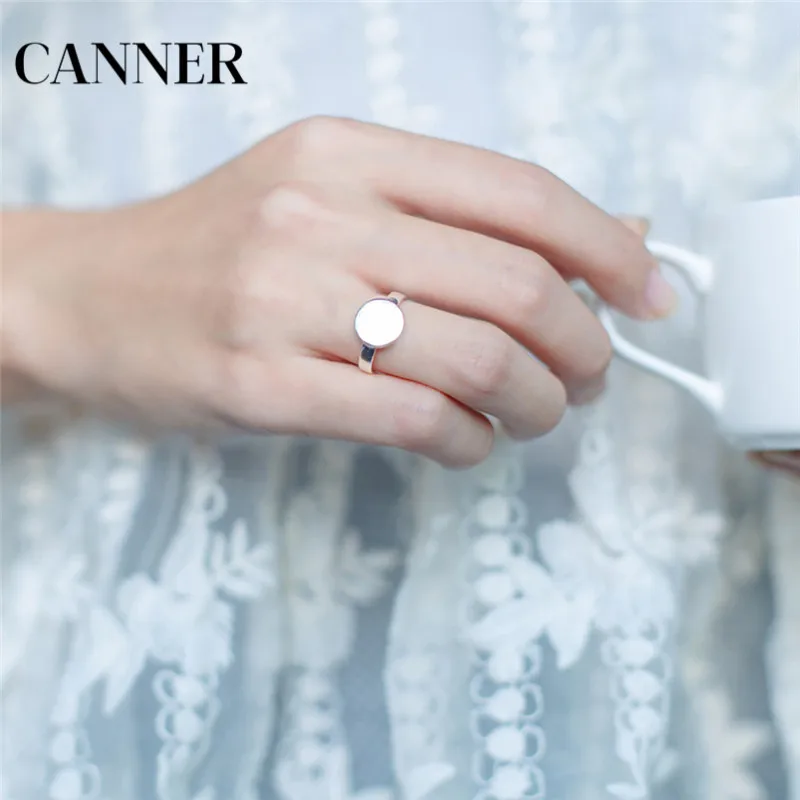 

Canner 925 Sterling Silver Wedding Ring Simple Smooth Ball Adjustable Open Ring For Women Engagement Jewelry Gift