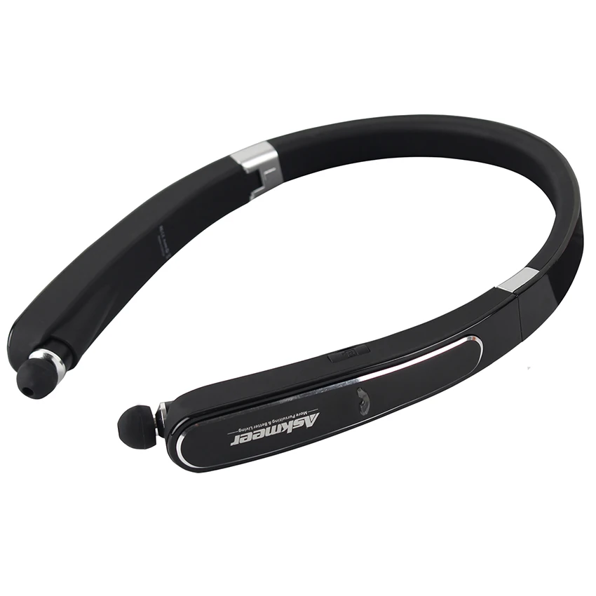 ASKMEER складные беспроводные bluetooth наушники гарнитура с шейным ремешком спортивные