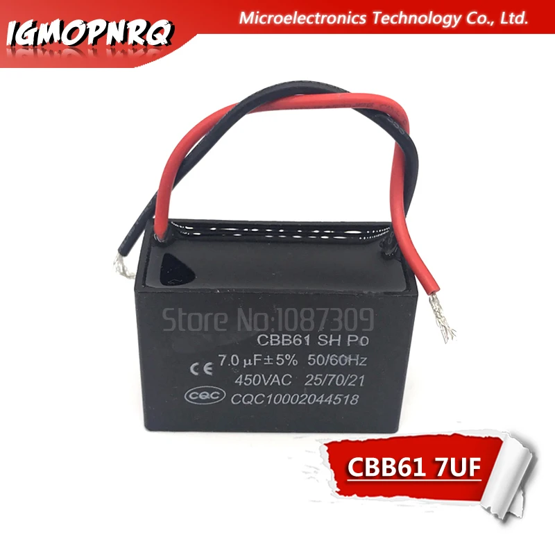 2pcs CBB61 7uf starting capacitance AC Fan Capacitor igmopnrq 450V CBB Motor Run Capacitor fan capacitor motor run capacitor cbb capacitor