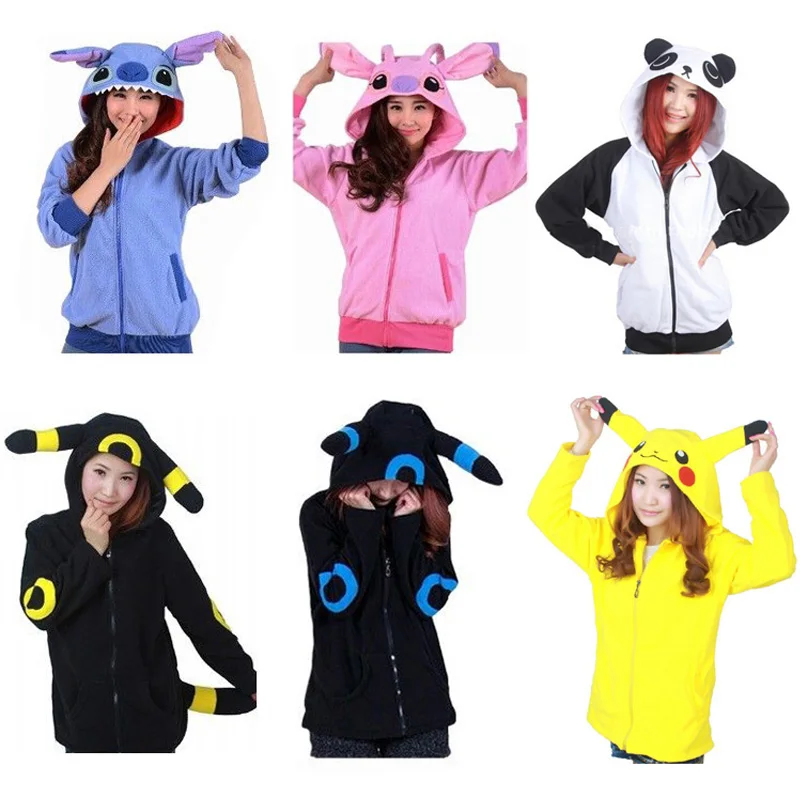 

Unicorn Pokemon Umbreon fleece hood hoodie Costume Pikachu stitch firedragon Animals panda Sweatshirts Hooded Hoodies