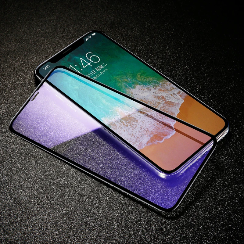 Baseus 0,3 мм закаленное стекло для защиты экрана для iPhone X 10 3D закаленное стекло Ультра тонкое полное покрытие защита закаленное стекло - Цвет: Anti Blue Light