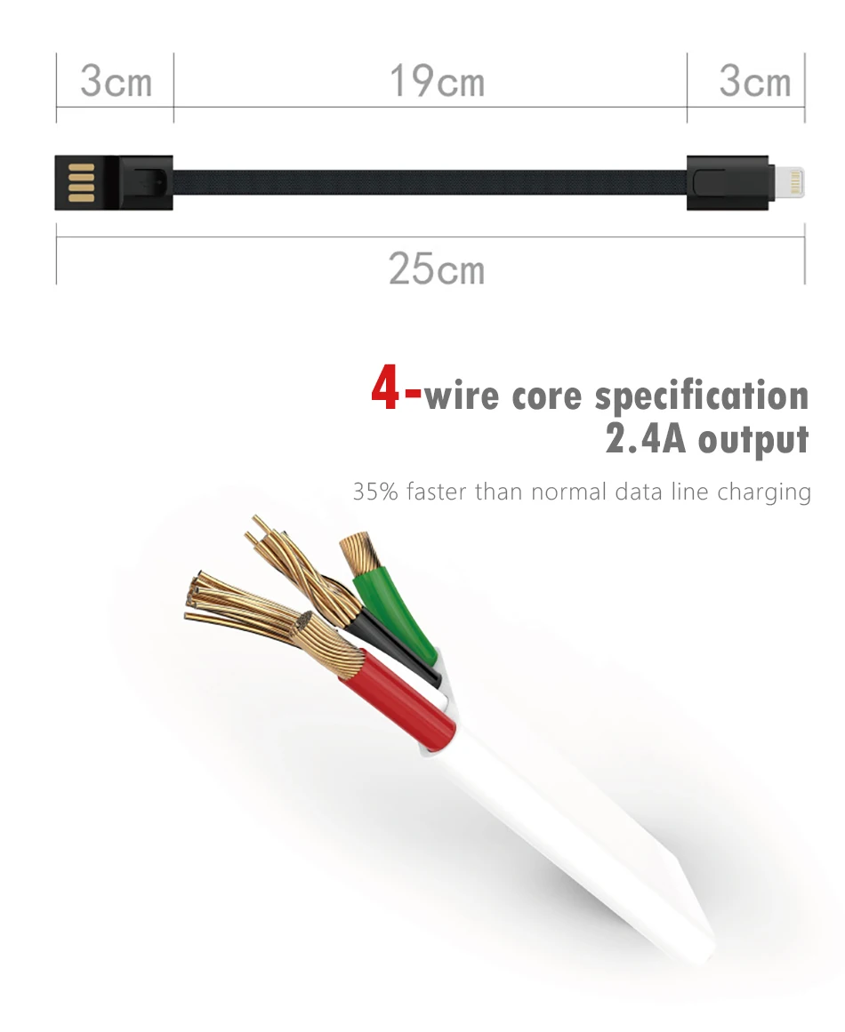 NOHON 2.4A USB Cable Fast Charging For iPhone X XS MAX XR 8 7 6 6S 5S Plus Portable Keychain Short Charger Data Sync Cable 0 (6)