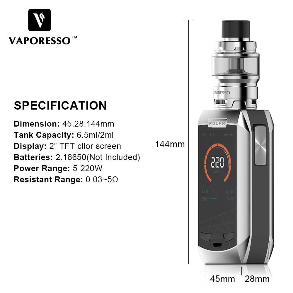 Original Electronic Cigarette Vaporesso Polar 220W Vape Kit (10)
