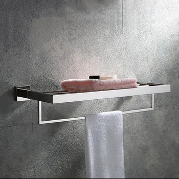 

600*220*125mm Bathroom Bath Towel Rack with Double Towel Bar 24-Inch Wall Mount Shelf Rustproof Stainless Steel Brushed Finish