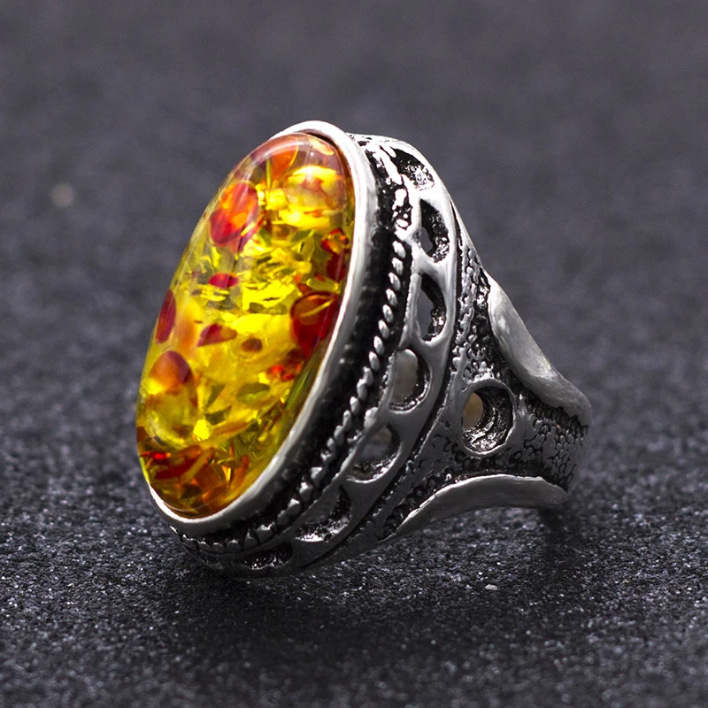 

2018 classic vintage hollow stone rings for women aristocratic court imitated natural stone ring