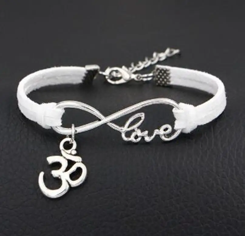 1 шт./лот браслет с подвеской Love lucky 8 Infinity Om yoga zen 3D OHM для женщин/мужчин простые