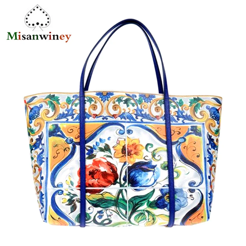 

Luxury Italy Brand Sicily Ethnic Women's Bag Genuine Cow Leather Top Quality Designer Platinum Tote Bag Handbag Purse Sac A Main