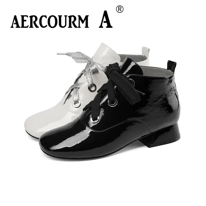Aercourm A/женские ботильоны на низком каблуке черные ботинки с ремешком щиколотке