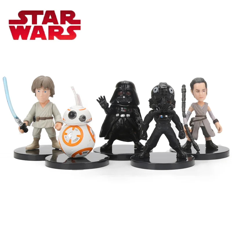 

5pcs/set 5.5cm Star Wars Toys BB-8 Rey Tie Fighter Pilot Darth Vader Luke Skywalker PVC Action Figures Set Movie Doll Toys