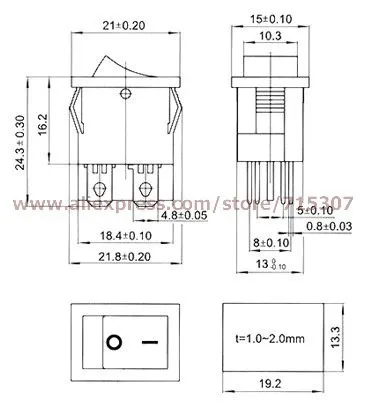 4 Pin 6A 250V Red Button With Light Rocker Switch KCD1-104 On - Off Import Rocker Power Switches