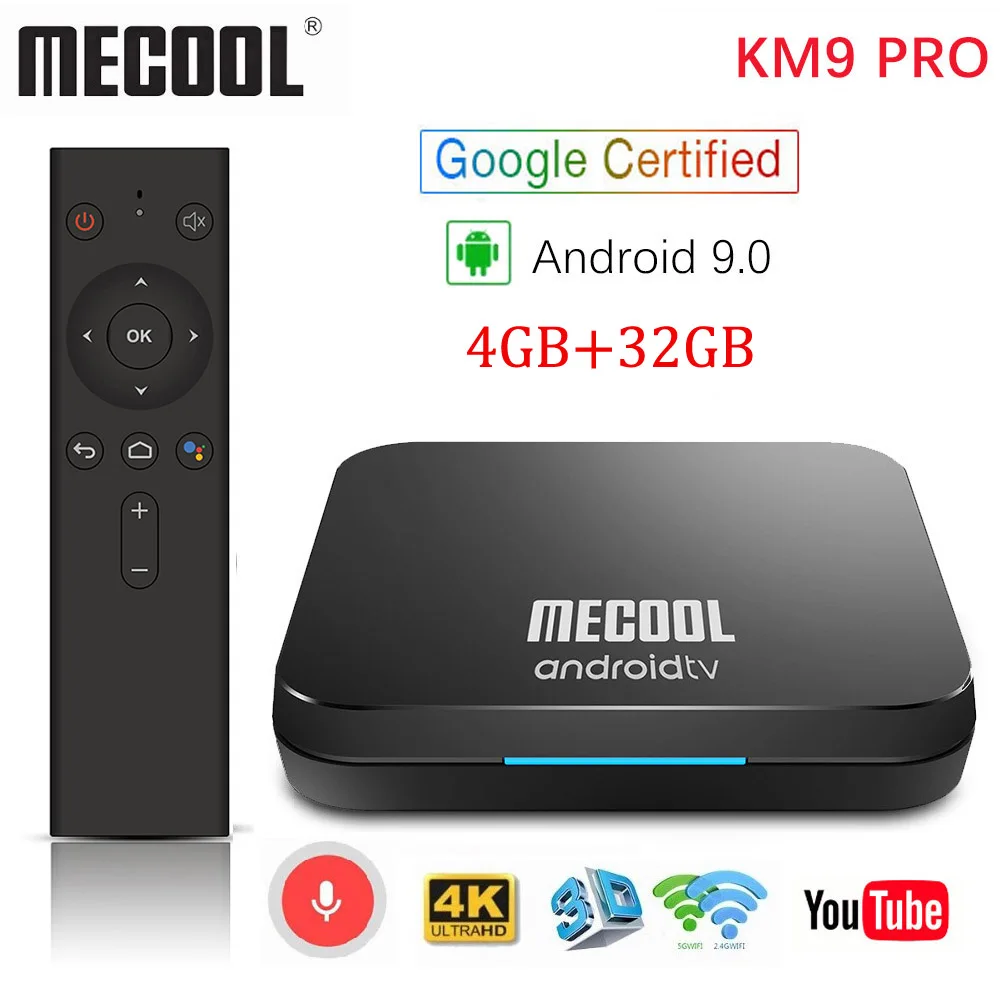  MECOOL KM3 ATV Androidtv Google Certified TV Box Android 9.0 4GB 64GB Amlogic S905X2 4K Dual Wifi S