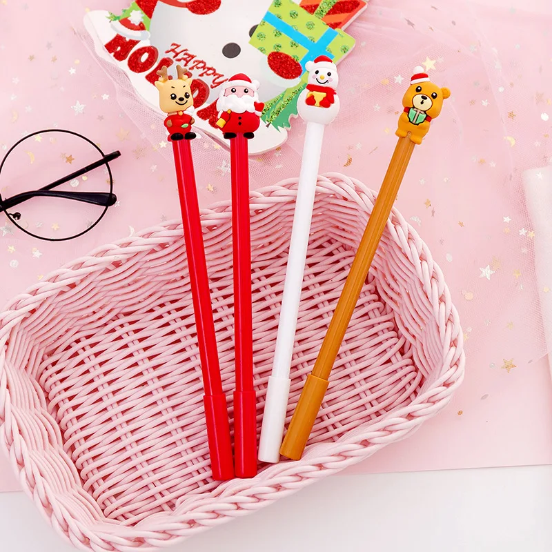 

100 Pcs Creative Cartoon Santa Claus Series Neutral Pen Student Office Signature Pen Examination Learning Stationery Supplies