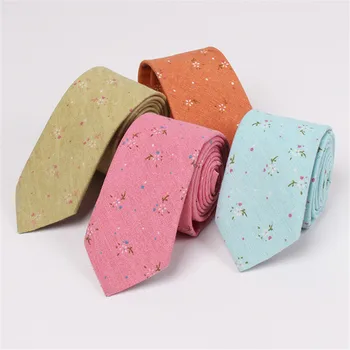 

TagerWilen Men's Casual Cotton Tie 6.5cm Slim Skinny Narrow Floral Flowers Necktie Gravata Wedding Party Gift T-26