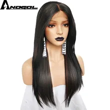 Anogol Kanekalon Futura Fiber Black Mix Brown Natural Full Hair Wigs Long Straight Synthetic Lace Front Wig For Women Deep Part Anogol Kanekalon Futura Fiber Black Mix Brown Natural Full Hair Wigs Long Straight Synthetic Lace Front Wig For Women Deep Part