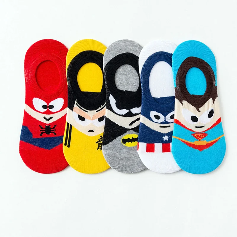Dreamlikelin Invisible Sneakers Sock Slippers Batman Captain Ironman Colorful Comfortable Cotton Summer Low Cut Happy Socks