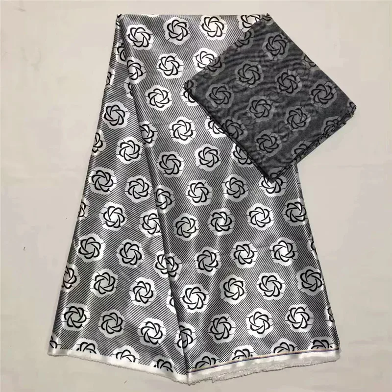 

African wax ribbon silk wax ankara 2019 satin fabric 4 yards audel/modell cotton fabric for dress +2 yards chiffon XM072611