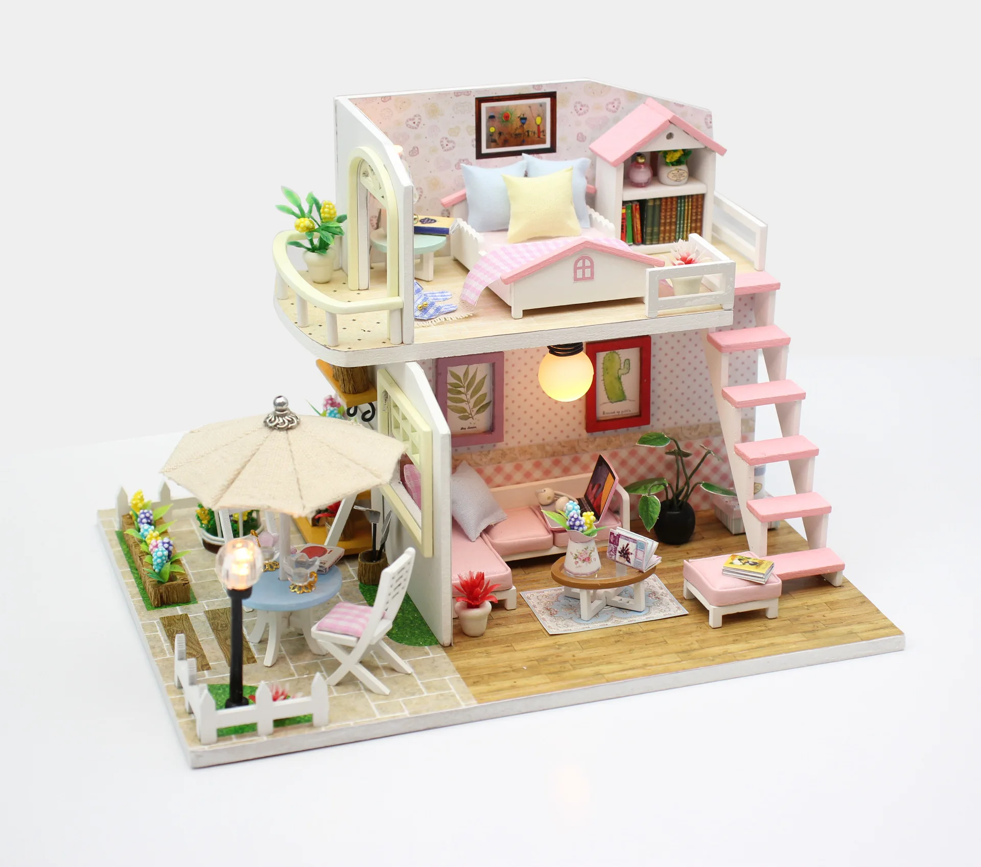 DIY Handmade Mini Dollhouse Kits Miniature Furniture With Dust Cover