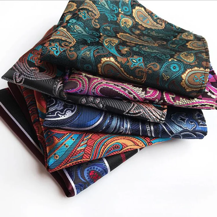 25x25cm Big Size Men Pocket Square High Quality Woven Paisley
