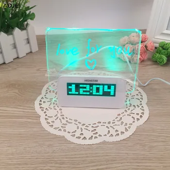

Digital alarm clock Blue green LED Fluorescent electronic desk clock Message Board USB 4 Port Hub Weather station alarm clock