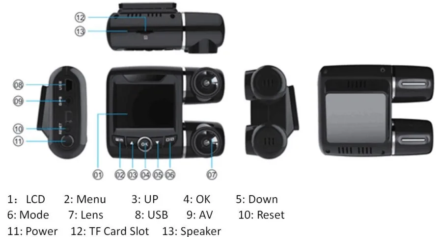 1080P Full HD Dual PTZ Car Camera with 2 inch TFT LCD Display with Dual Camera Recording Support & G-SensorAccident Detection_7