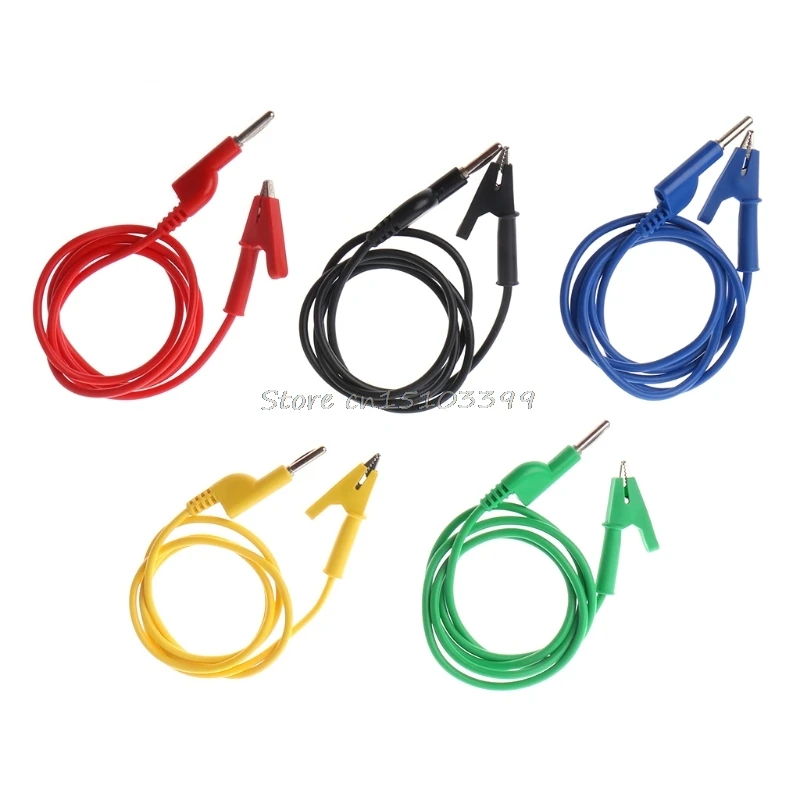 

4mm Silicone Banana Plug To Crocodile Alligator Clip Test Probe Lead Wire Tester Tools G08 Drop ship