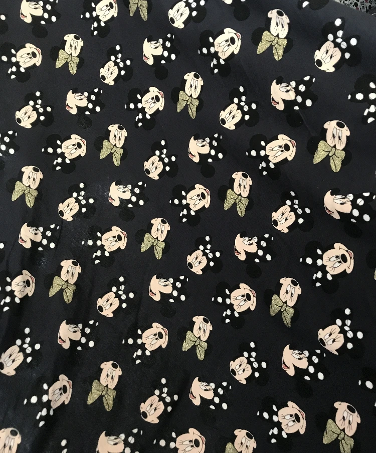 

Cute Cartoon Minnie Mouse Bronzing Knitted Cotton Plain Weave Fabric DIY Sewing Quilting Patchwork Kids Children Cloth Textile