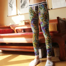 Мужские кальсоны тонкие облегающие леггинсы зимние теплые штаны мужские штамп 4005CKU