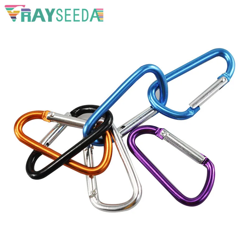 Rayseeda 3pieces 7# 60MM D Shape Climbing Carabiners Outdoor Aluminium Alloy Mountaineering Carabiner Hooks For Keys Waterbottle climbing carabiner